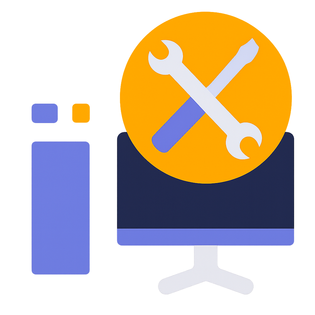 Computer with Tools Icon